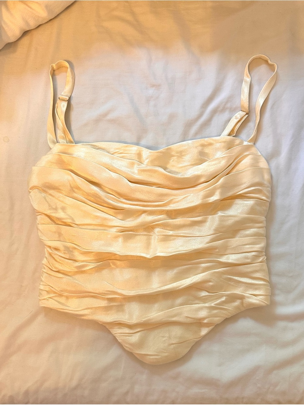 Satin Cowl Neck Cream Bodysuit (with built in corset)